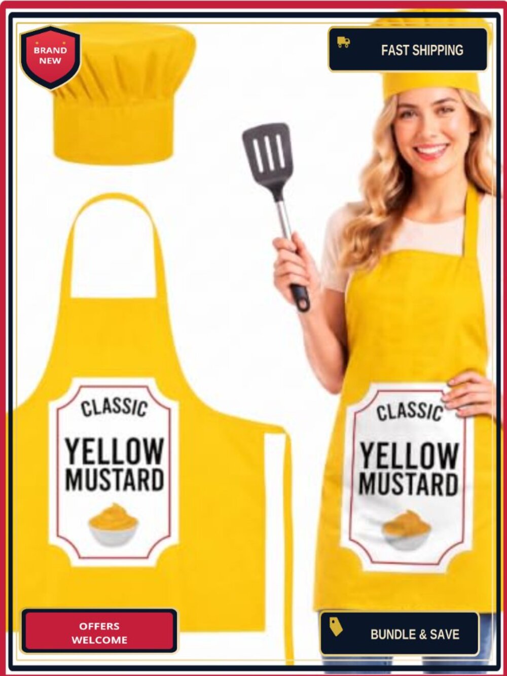 Condiment Costume Apron & Chef Hat Set Adult Halloween Group